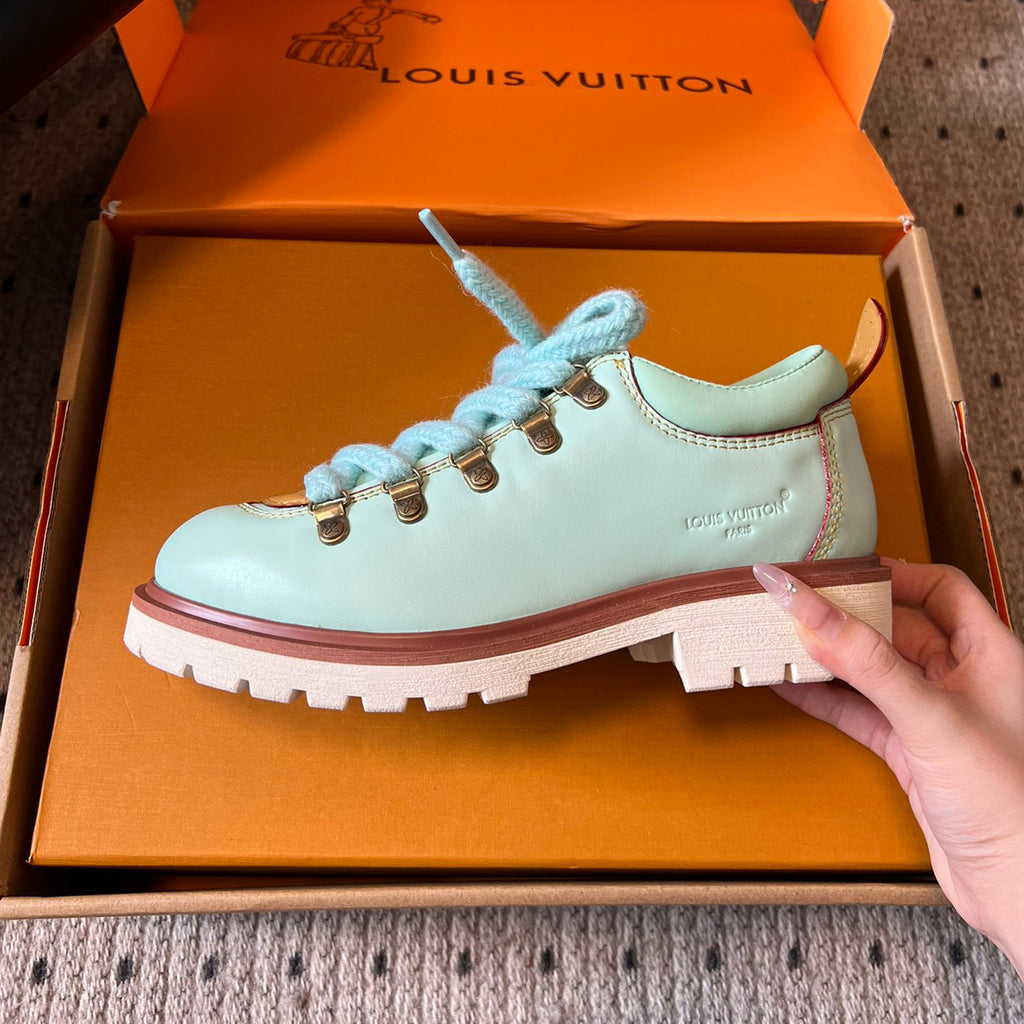 Louis Vuitton LV REMIX  Men's And Women's Spring/summer Fashion Casual Round Toe Lace Up Classic Printed Leather Casual Shoes Hiking Derby Shoes #78382