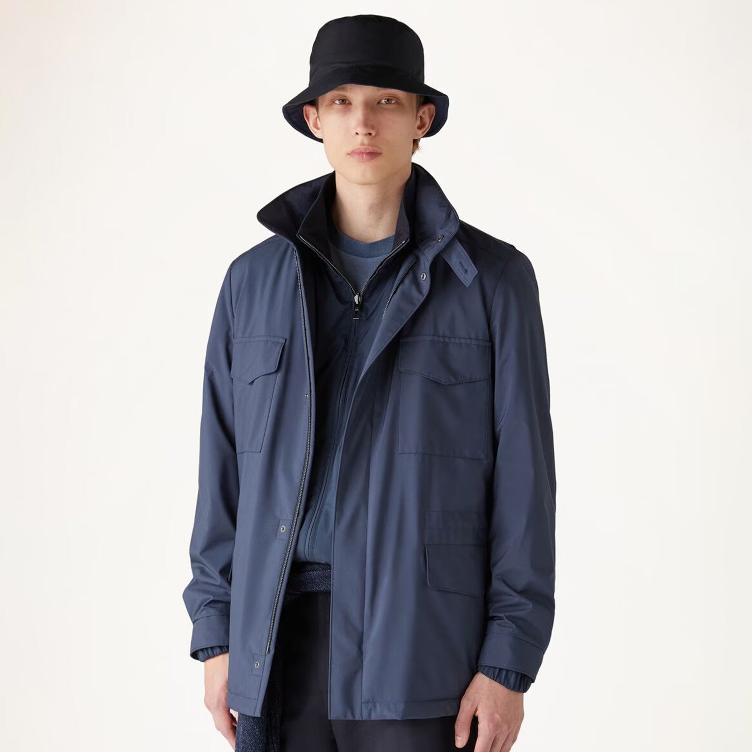 Loro Piana Men's Spring Solid Traveller Windmate® Jacket Standing Collar Long Sleeve Zipper Casual Fitted Jacket Ngvp #8652