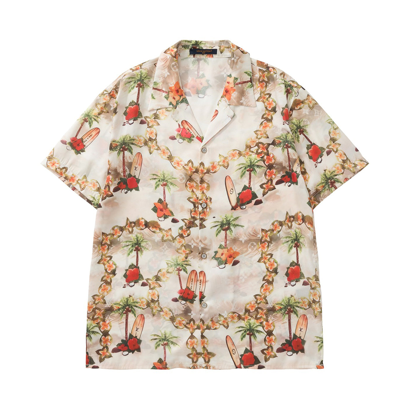 Louis Vuitton Men's Summer Floral Beach Print Single Breasted Short Sleeve Shirt Elasticated Waist Shorts Set Suit #72421