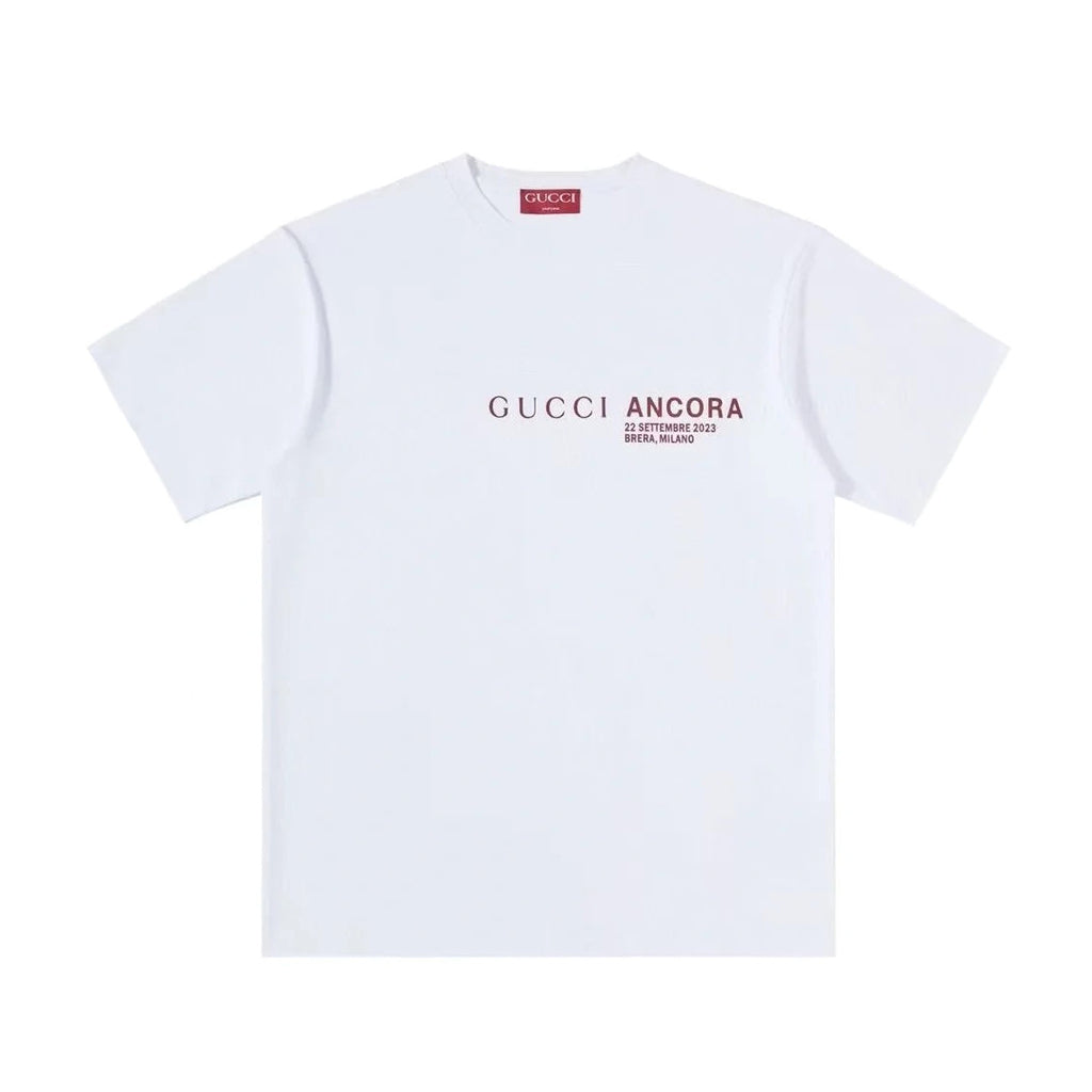 Gucci Men's And Women's Genderless Fall And Winter Models White Cotton Round Neck Short Sleeve T-shirt #97233
