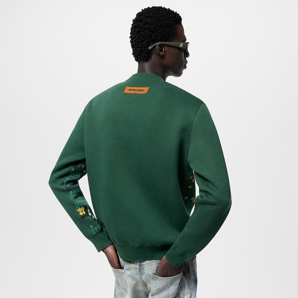 Louis Vuitton Men's Spring & Autumn Colorblocking Pattern Jacquard Cotton Round Neck Pullover Fitted Long Sleeve Sweatshirt #98318