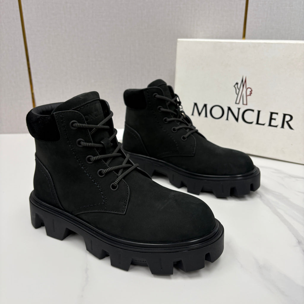 Moncler Black Peak City Nubuck Suede Lace-Up Boots #336113
