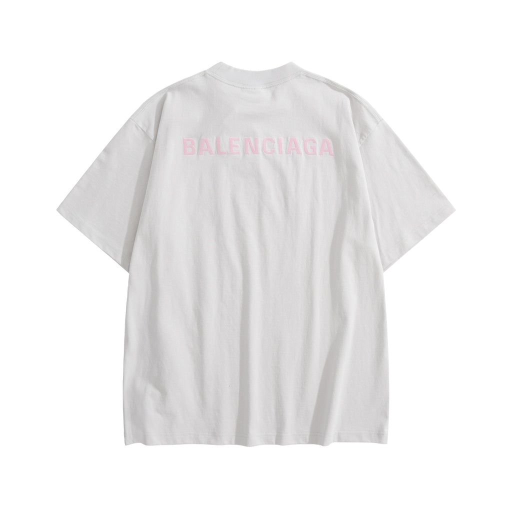 Balenciaga Men's Balenciaga Back T-shirt Medium Fit in Dirty White Baby-pink #377015