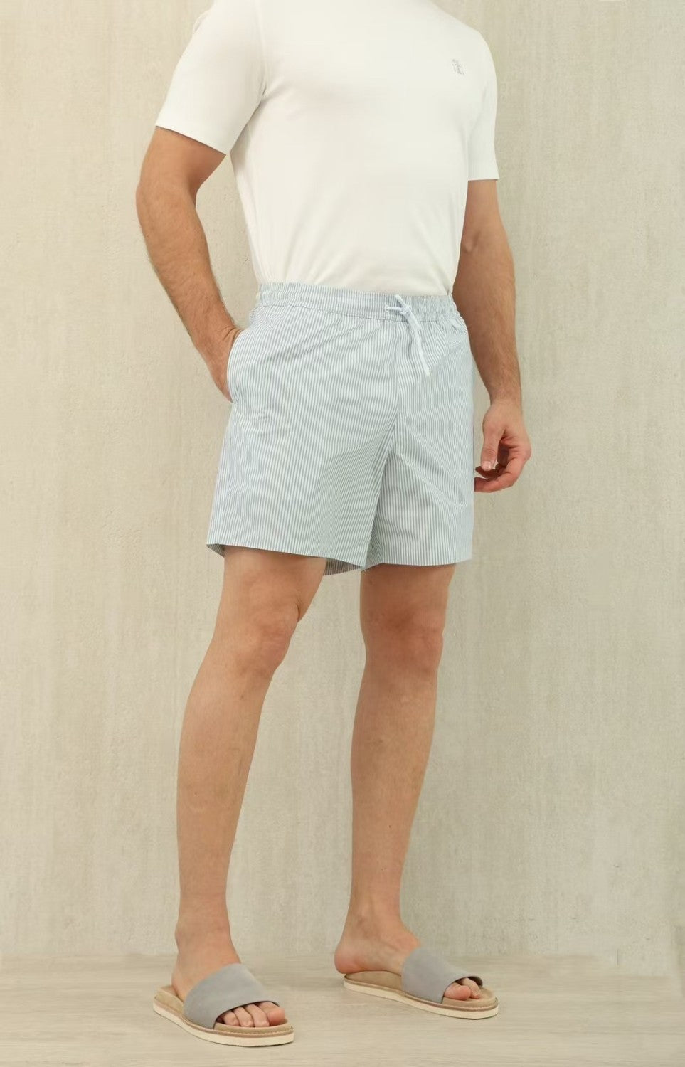 Loro Piana Men's Summer Letter Solid Color Mid Waist Tie Straight Bay Swim Shorts Ngvp #9959