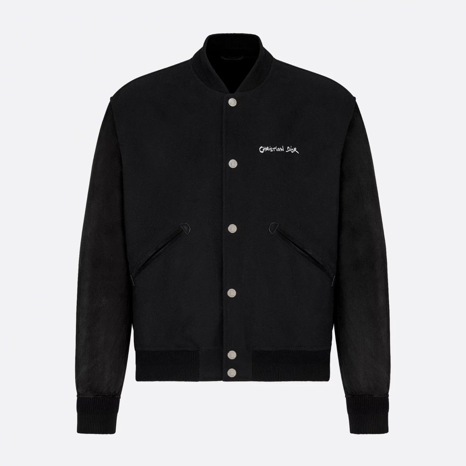 Dior Men's Fall And Winter Black Letter Print Single Breasted Long Sleeved Baseball Jacket #73172