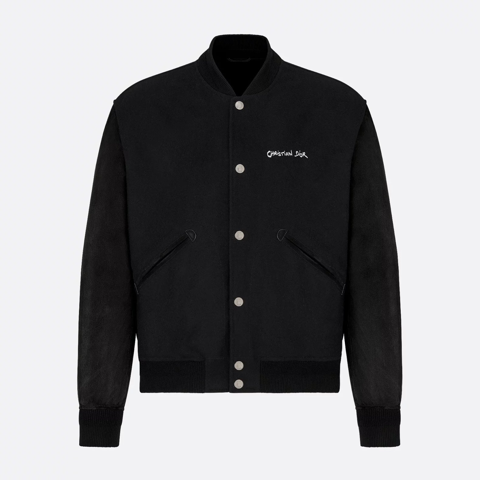 Dior Men's Fall And Winter Black Letter Print Single Breasted Long Sleeved Baseball Jacket #73172
