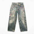 Acne Studios Men's Women's Four Seasons Chain Printed Loose Low Waist Solid Color Baggy Fit  Leg Denim Pants Ngvp #1386