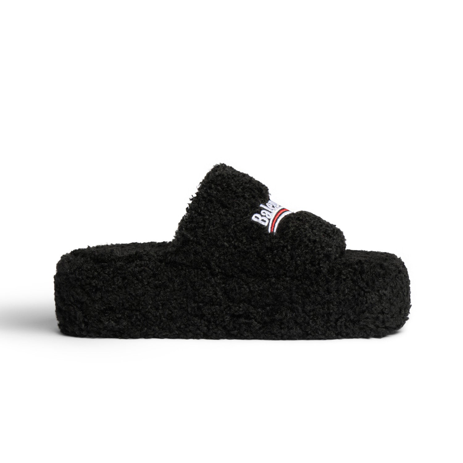 Balenciaga Furry Women's Spring/Summer Solid Colour Faux Fur Embroidered Letter Print Thick Sole Slippers Shoes #76986
