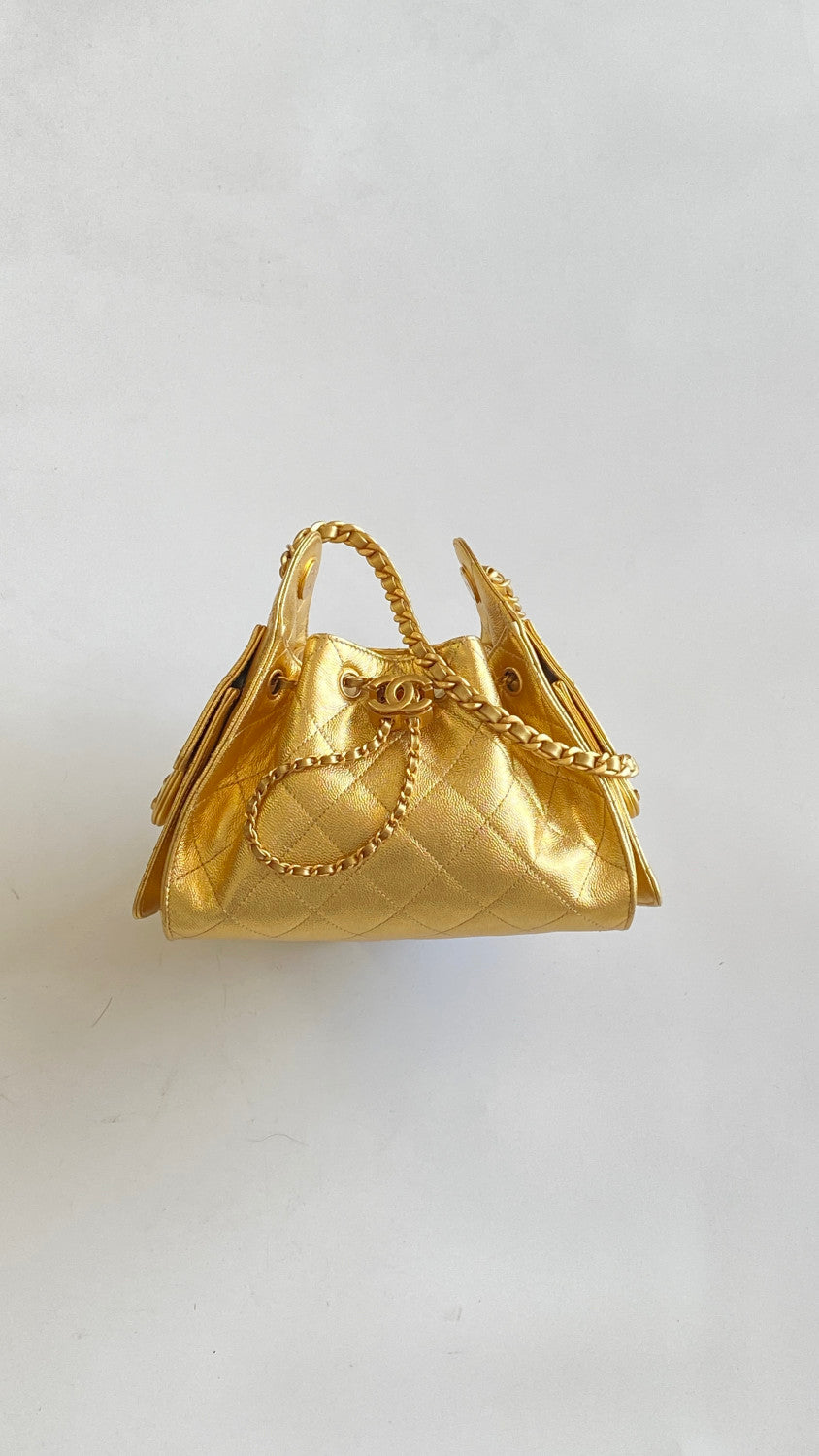 Chanel 25 Mini handbag Metallic Grained Calfskin #333968