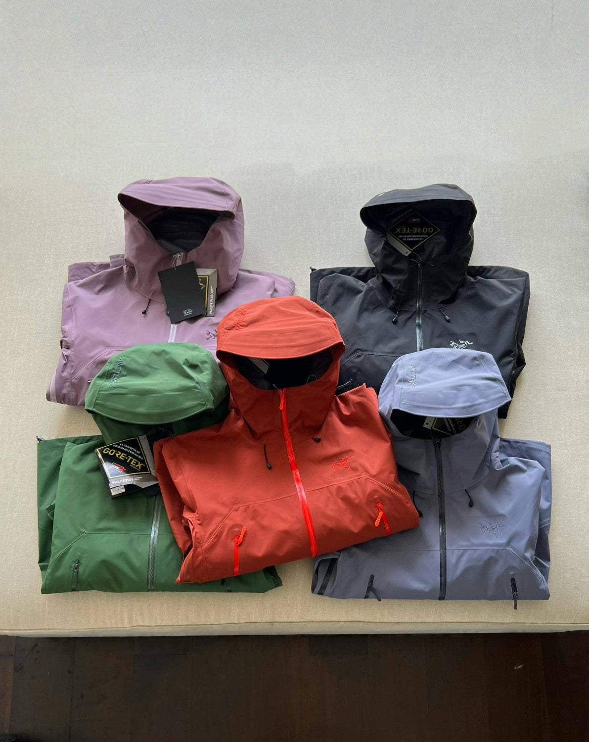 Arcteryx Men's Autumn and Winter Solid Color Waterproof Fabric Hooded Zipper Long Sleeve Jacket #76354