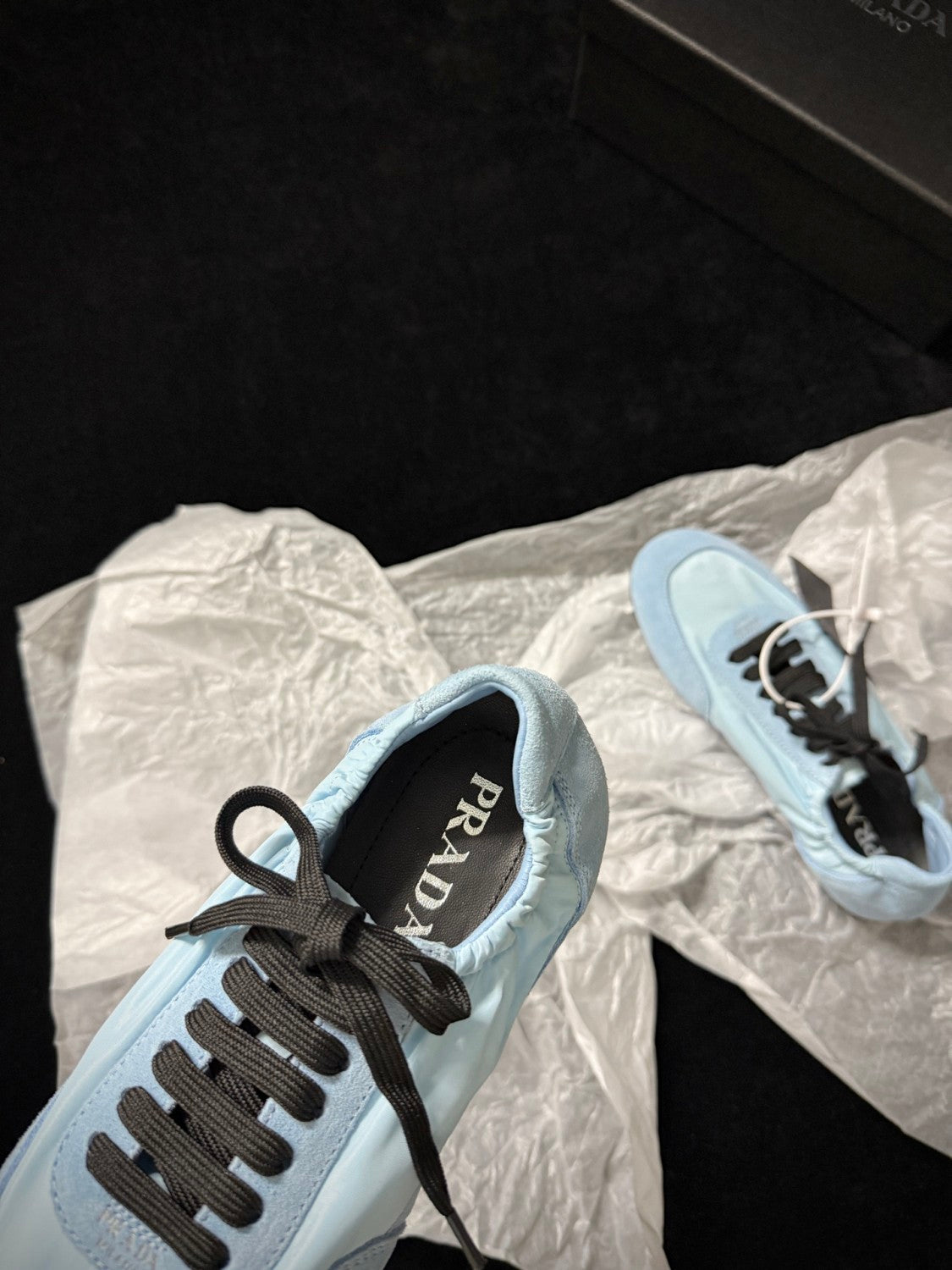 Prada Women's Solid-color Nylon Fabric And Suede Low-top Lace-up Training Shoes #77759