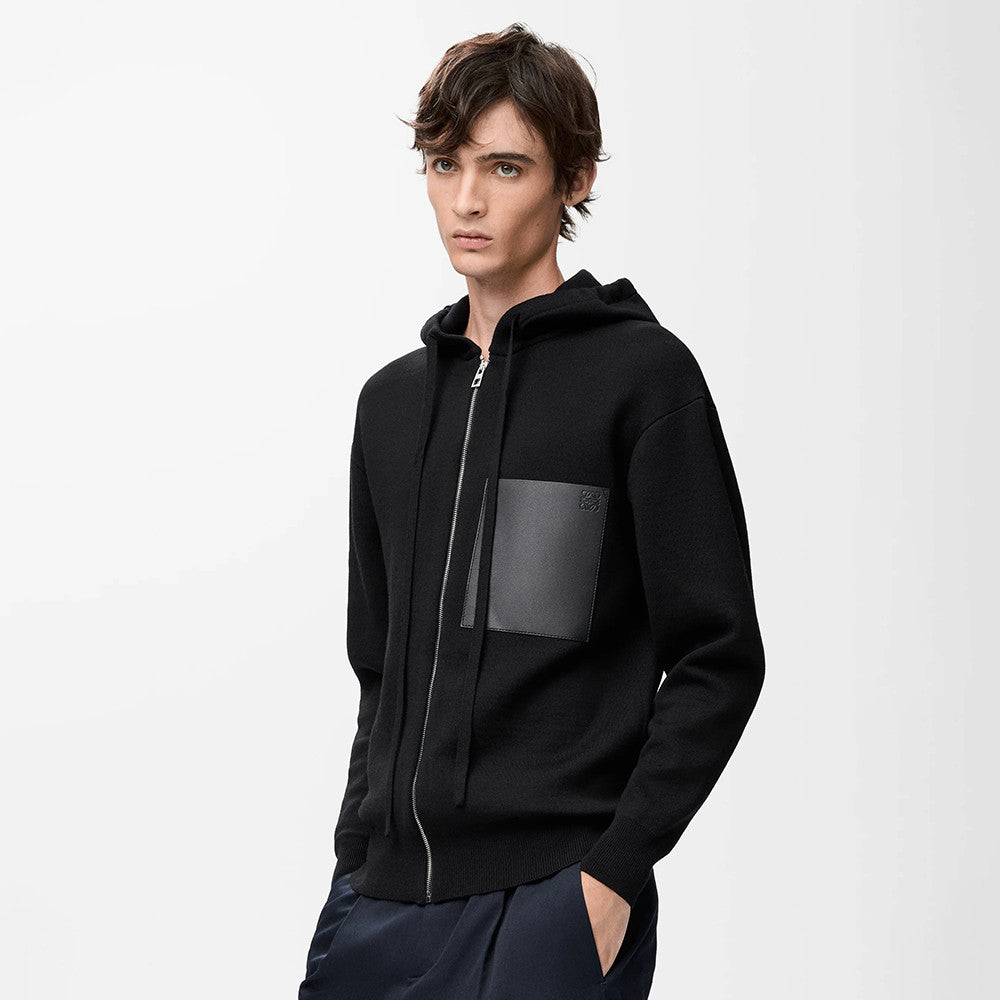 Loewe Zip-up hoodie in wool Brown #334661