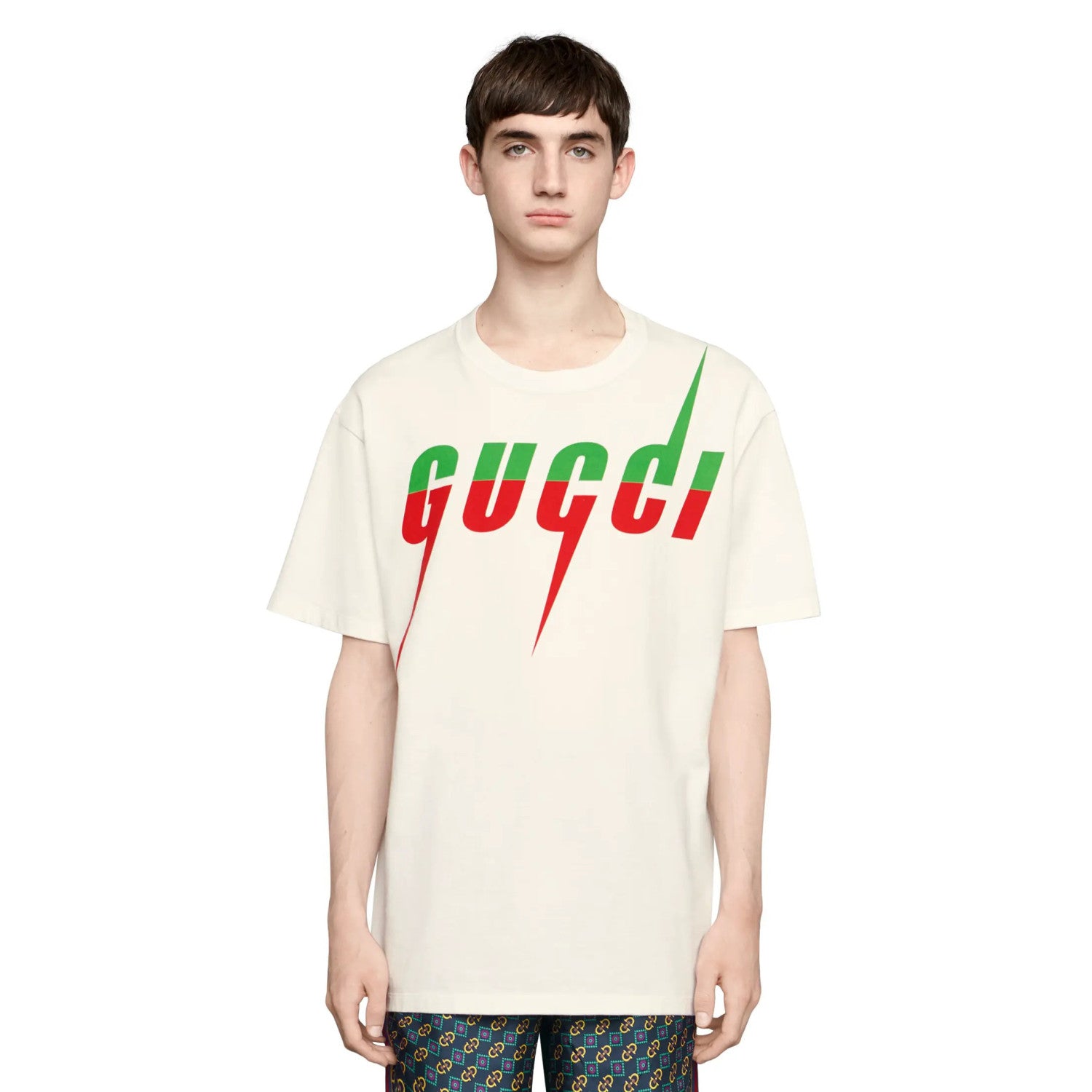 Gucci Men's Summer Blade Letter Print Round Neck Solid Color Cotton Short Sleeve T-Shirt #75156