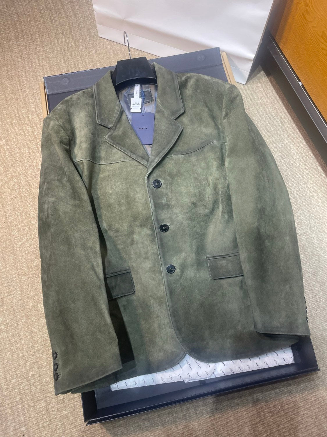PRADA Men's Forest Green Suede Jacket #333462