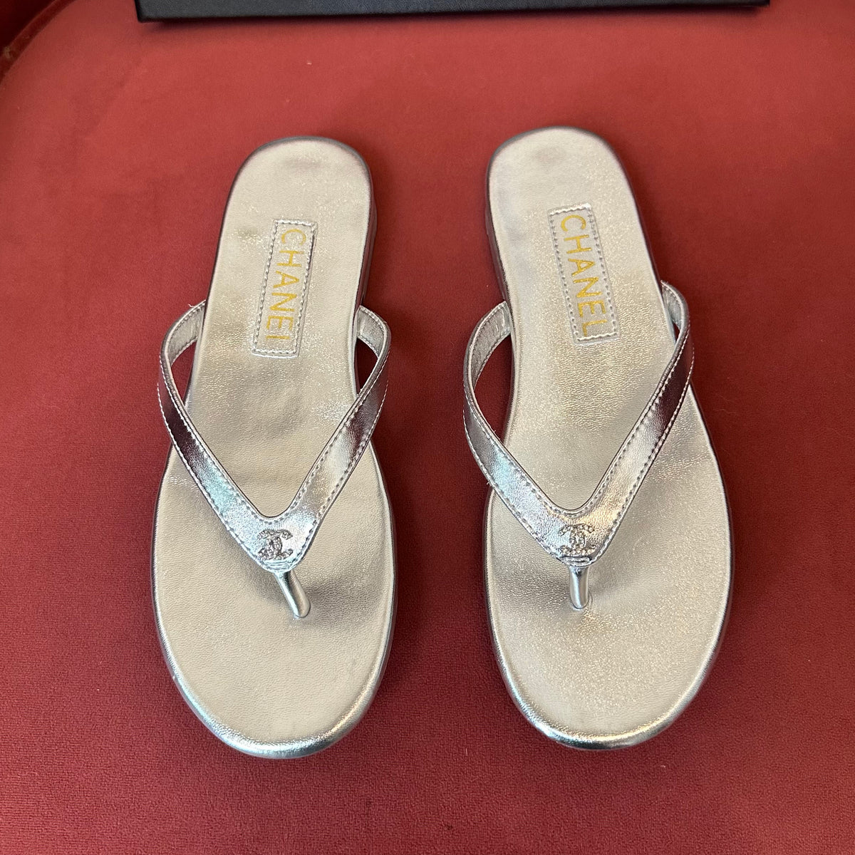 Chanel Women's Summer Fashion Casual Simple Round Toe Open Toe Leather Thong Sandals Shoes #78433