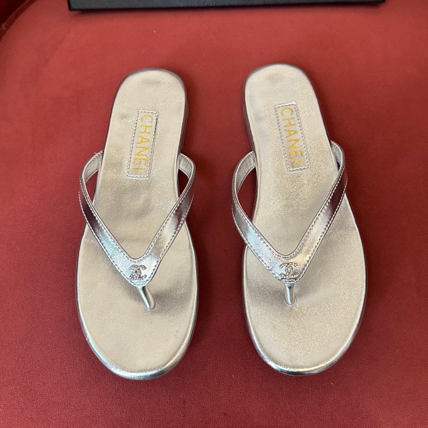 Chanel Women's Summer Fashion Casual Simple Round Toe Open Toe Leather Thong Sandals Shoes #78433