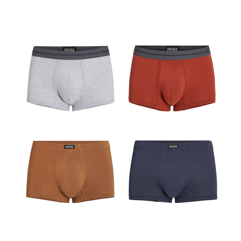 Ermenegildo Zegna Men's Solid Colour Cotton Boxer Briefs 4 Piece Gift Set Underpant #76715