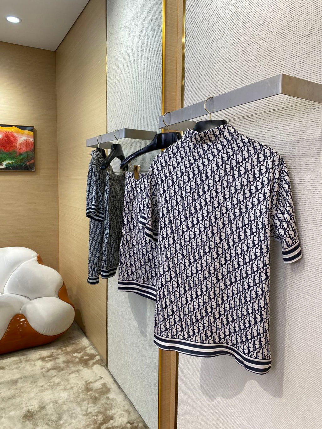 Dior Men's Summer Oblique Print Logo Pattern Short Sleeve Shirt Straight Shorts Set Comfortable Popular Wear Versatile Set Suit #81231