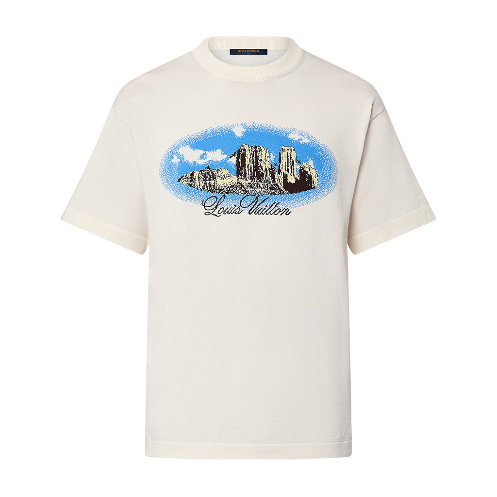Louis Vuitton Men's Summer Monogram Printed White Round Neck Cotton Short Sleeve T-Shirt #72455