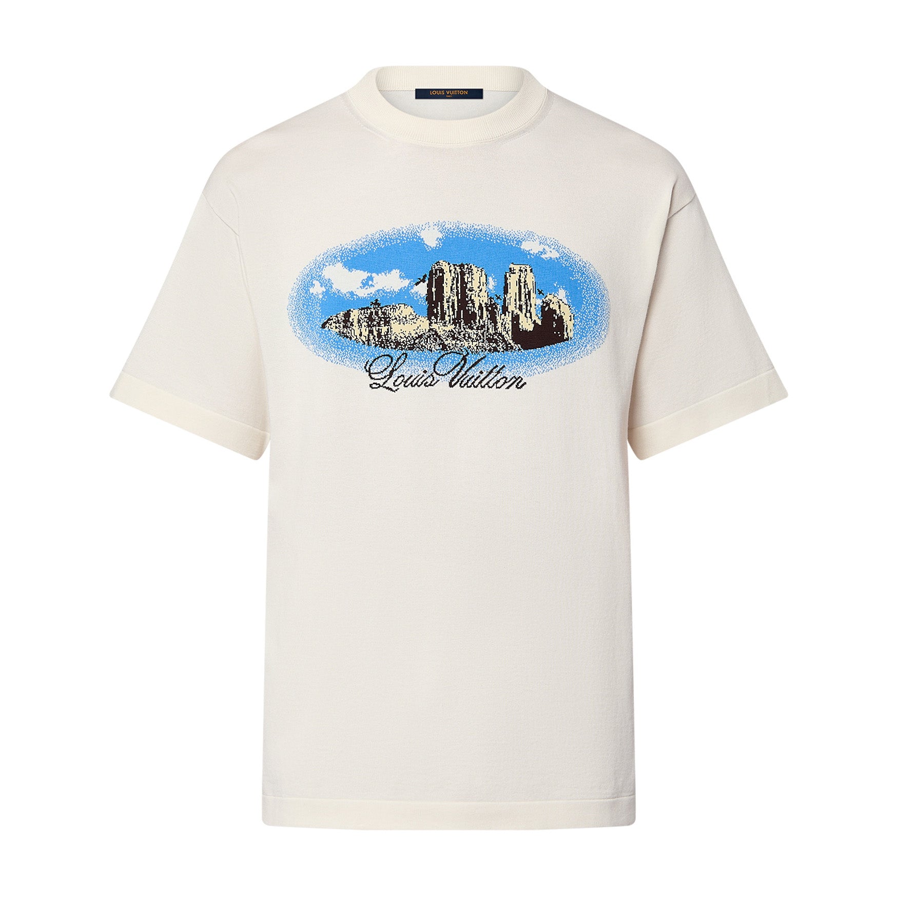 Louis Vuitton Men's Summer Monogram Printed White Round Neck Cotton Short Sleeve T-Shirt #72455