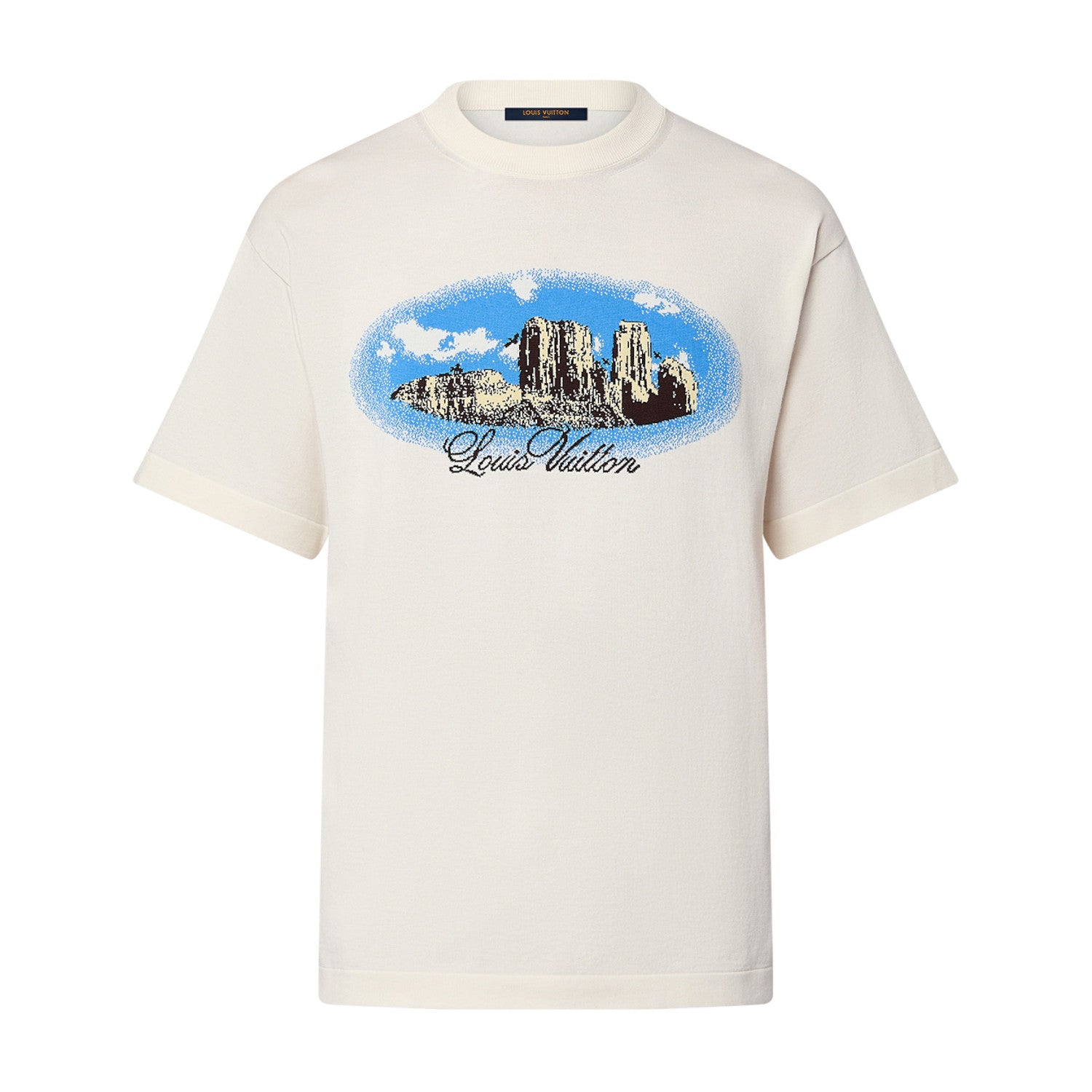 Louis Vuitton Men's Summer Monogram Printed White Round Neck Cotton Short Sleeve T-Shirt #72455