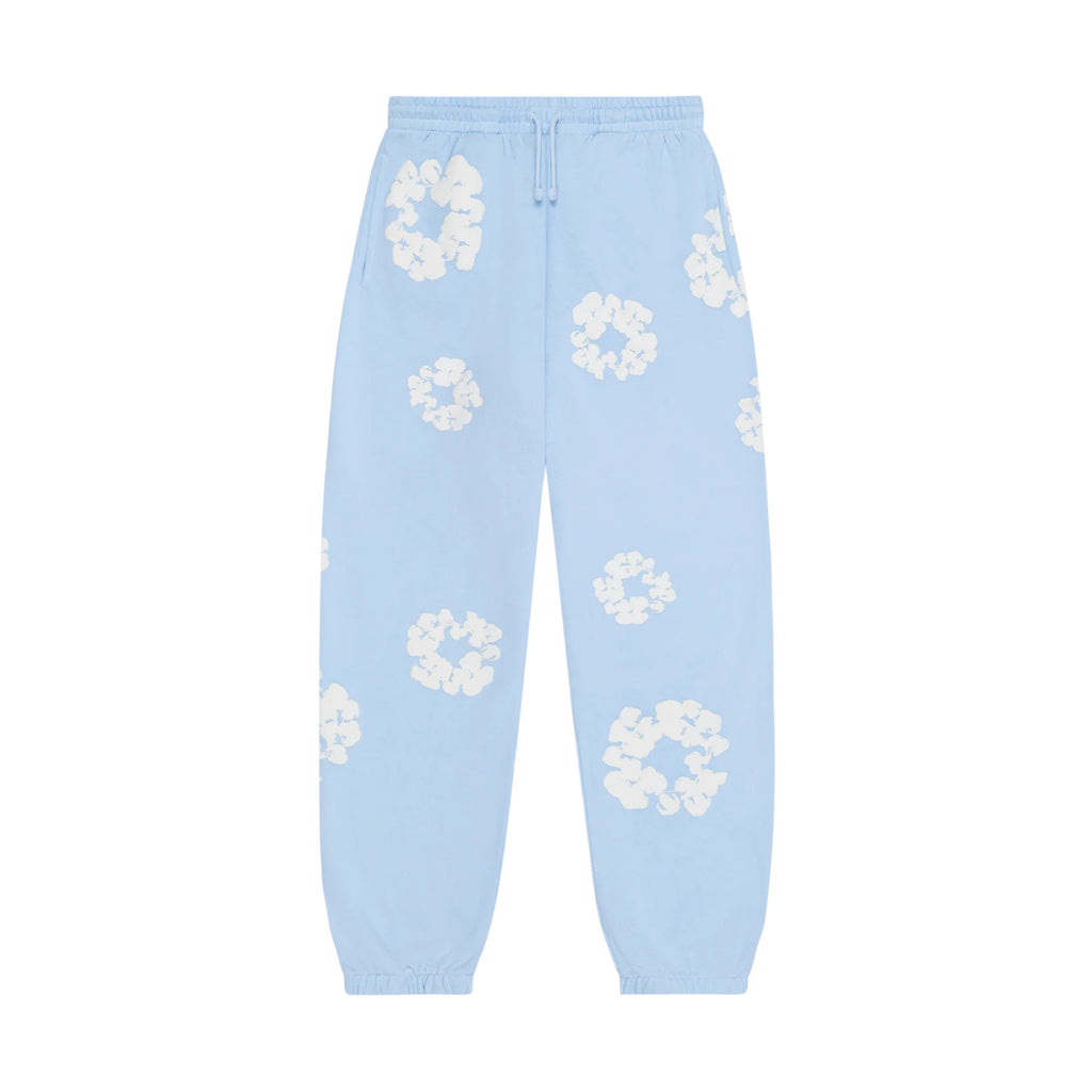 Denim Tears Men's And Women's Spring/fall Fashion Trend Solid Color Elastic Waist Tie Up Cotton Flower Foam Print American High Street Chic Brand Cuffed Sweatpants Long Pants #79536