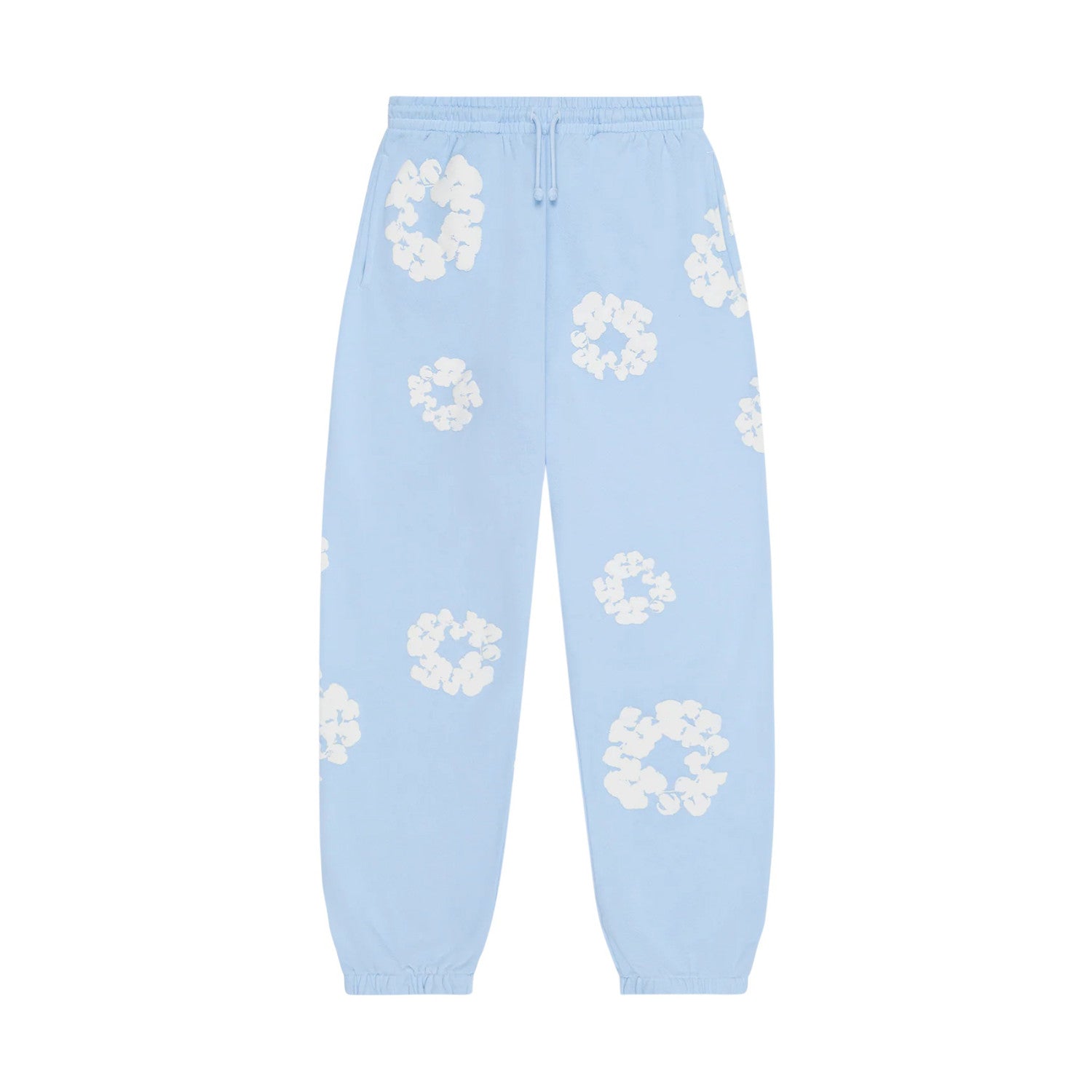 Denim Tears Men's And Women's Spring/fall Fashion Trend Solid Color Elastic Waist Tie Up Cotton Flower Foam Print American High Street Chic Brand Cuffed Sweatpants Long Pants #79536