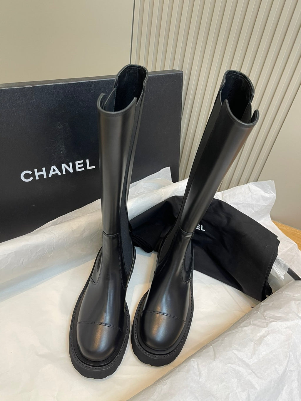 Chanel Women's Autumn/Winter Fashion Casual Round Toe Zipper Suede Sheepskin Calfskin High Top Boots  Shoes #78335