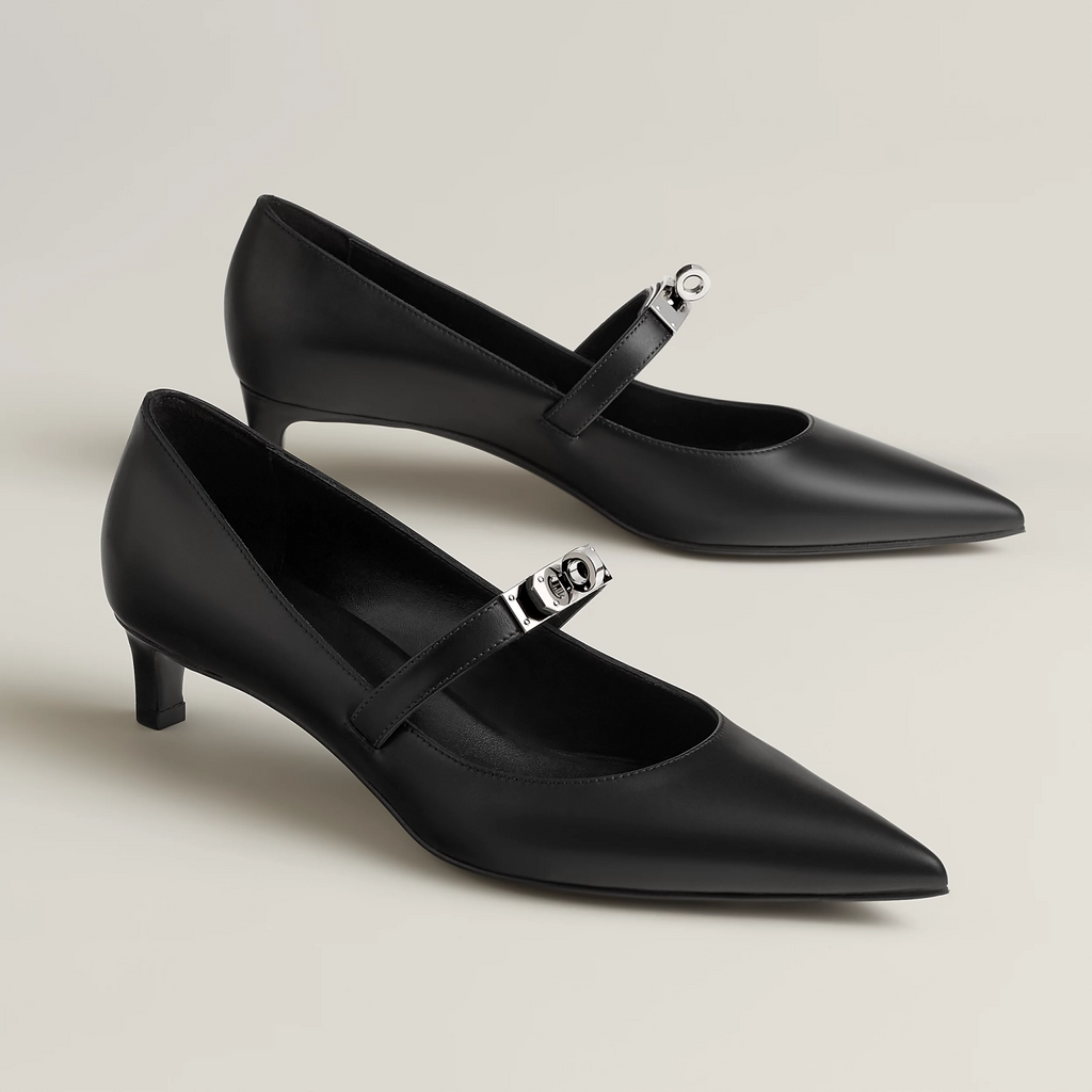Hermes Women's Kiara 40 Pump Four Seasons Solid Color Pointy Toe Leather Stiletto High Heels Casual Shoes #81322