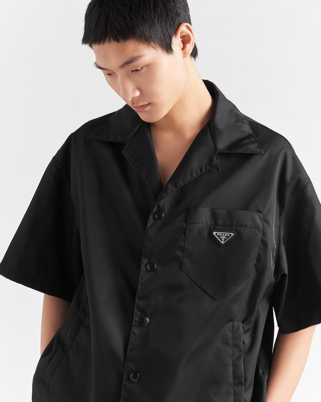 Prada Re-nylon Short Sleeve Shirt Summer Men's Nylon Short Loose Fit Single-breasted Lapel Short Sleeve T-shirt #71954