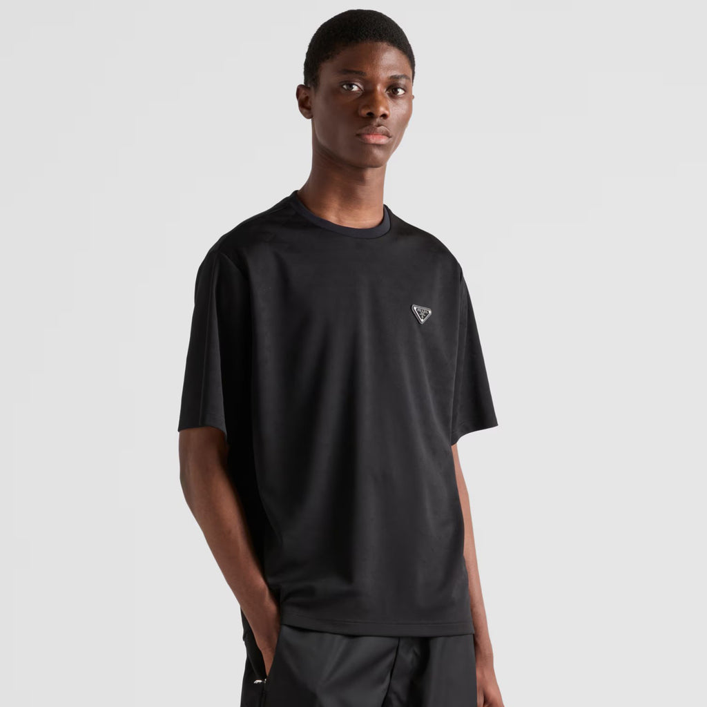 Prada Men's Spring Black Logo Logo Crew Neck Pullover Short Sleeve T-Shirt #73286