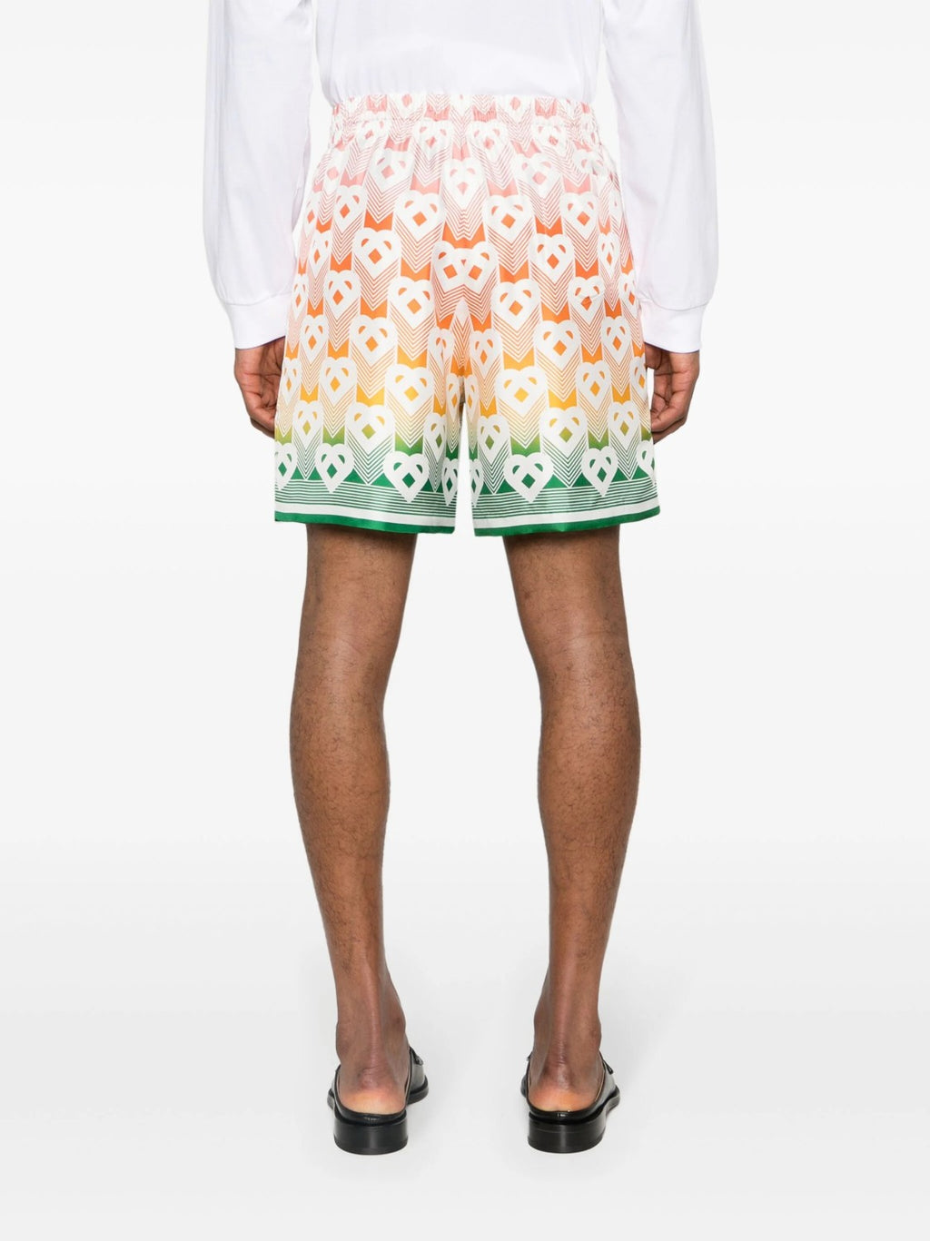 Casablanca Men's Summer Gradient Heart Printed Silk Short Sleeve Shirt Casual Elastic Lace-Up Shorts Ngvp  #8677