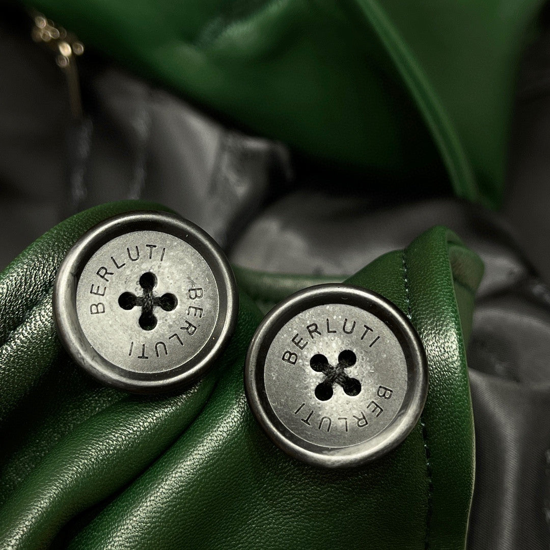 Berluti Buttoned Leather Baseball Jacket #96147