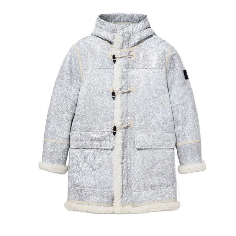 Stone Island Men's Fall And Winter Fashion Casual Hooded Single Row Ox Horn Button Fur Coat Warm Jacket Ngvp #7581