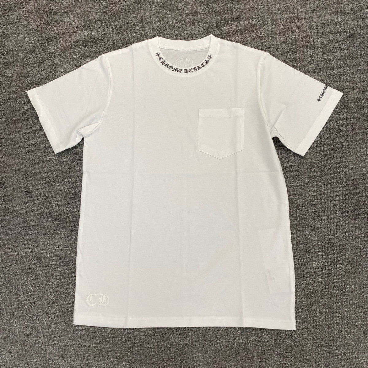 Chrome Hearts Men's and Women's Summer Neckline Sanskrit Letter Round Neck Cotton Short Sleeve T-shirt #72329