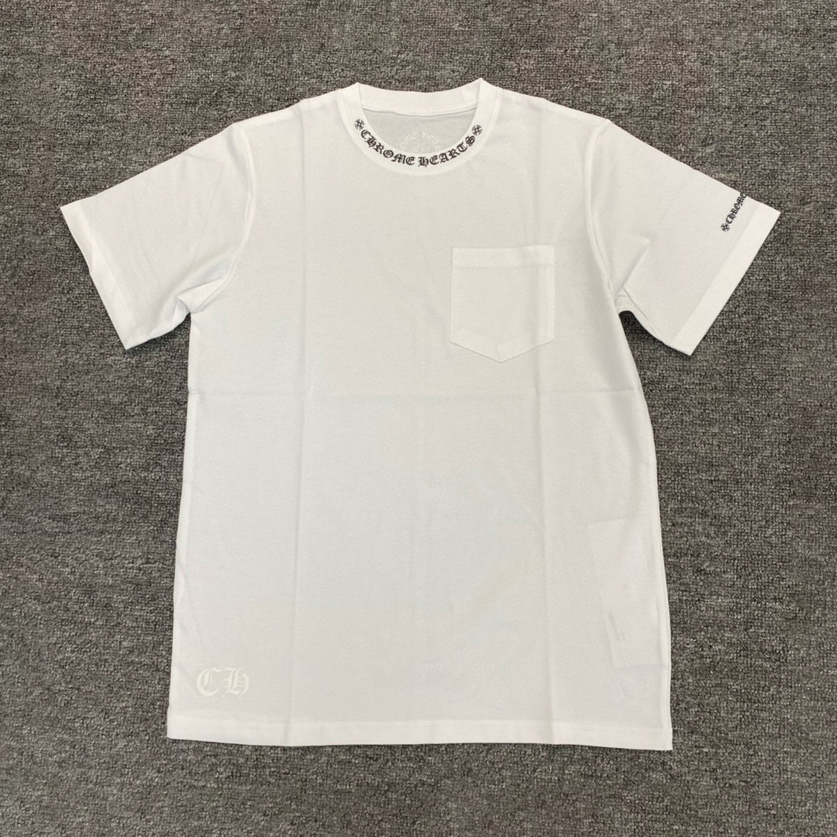 Chrome Hearts Men's and Women's Summer Neckline Sanskrit Letter Round Neck Cotton Short Sleeve T-shirt #72329