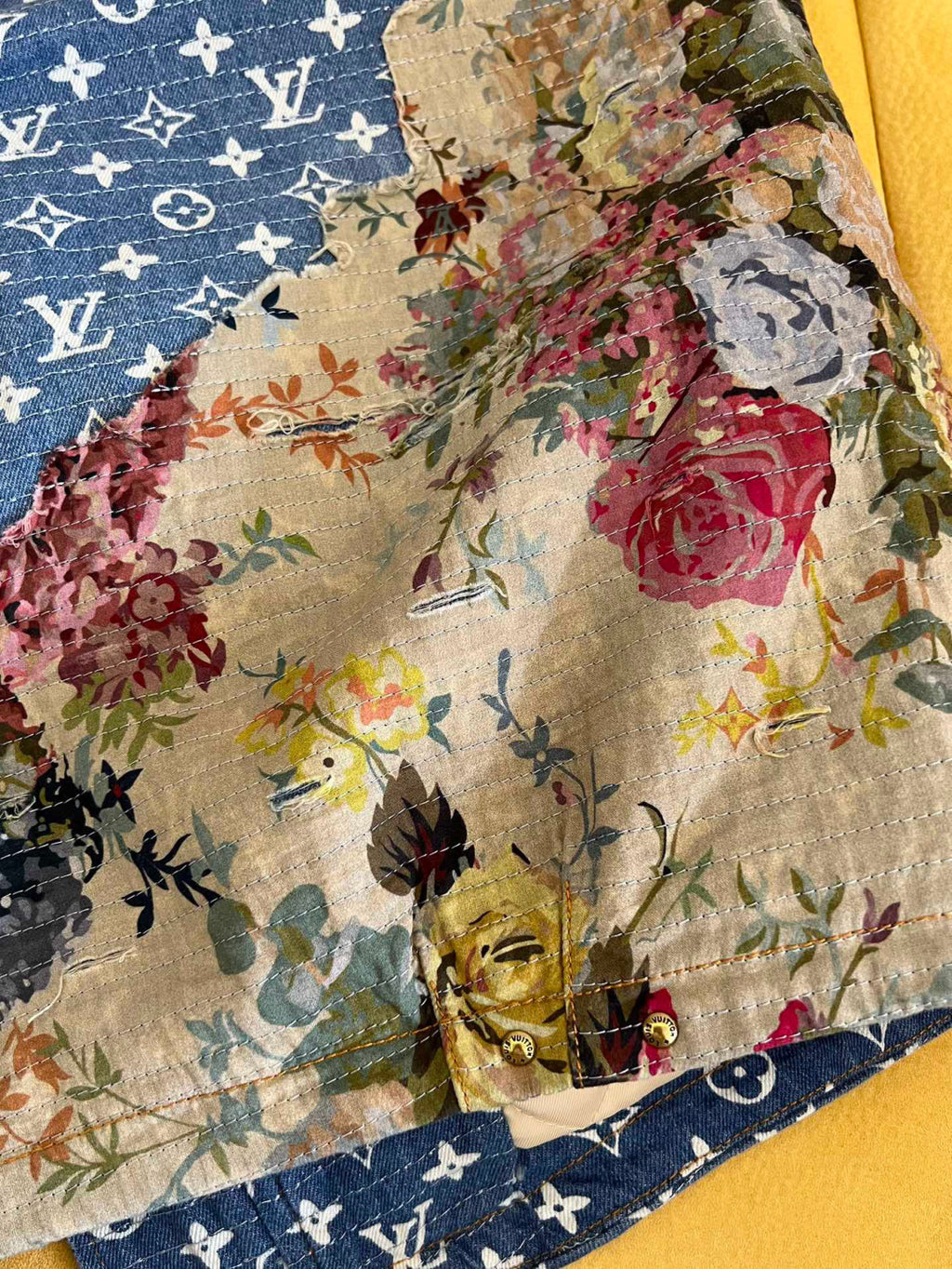Louis Vuitton Floral Print Denim Zip Jacket #96522