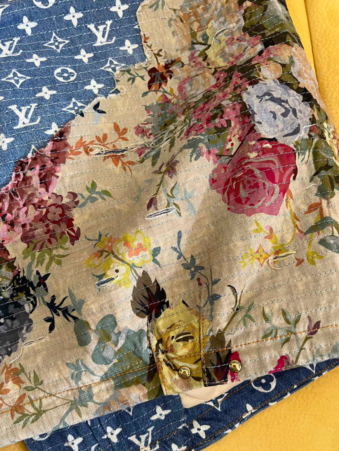 Louis Vuitton Floral Print Denim Zip Jacket #96522