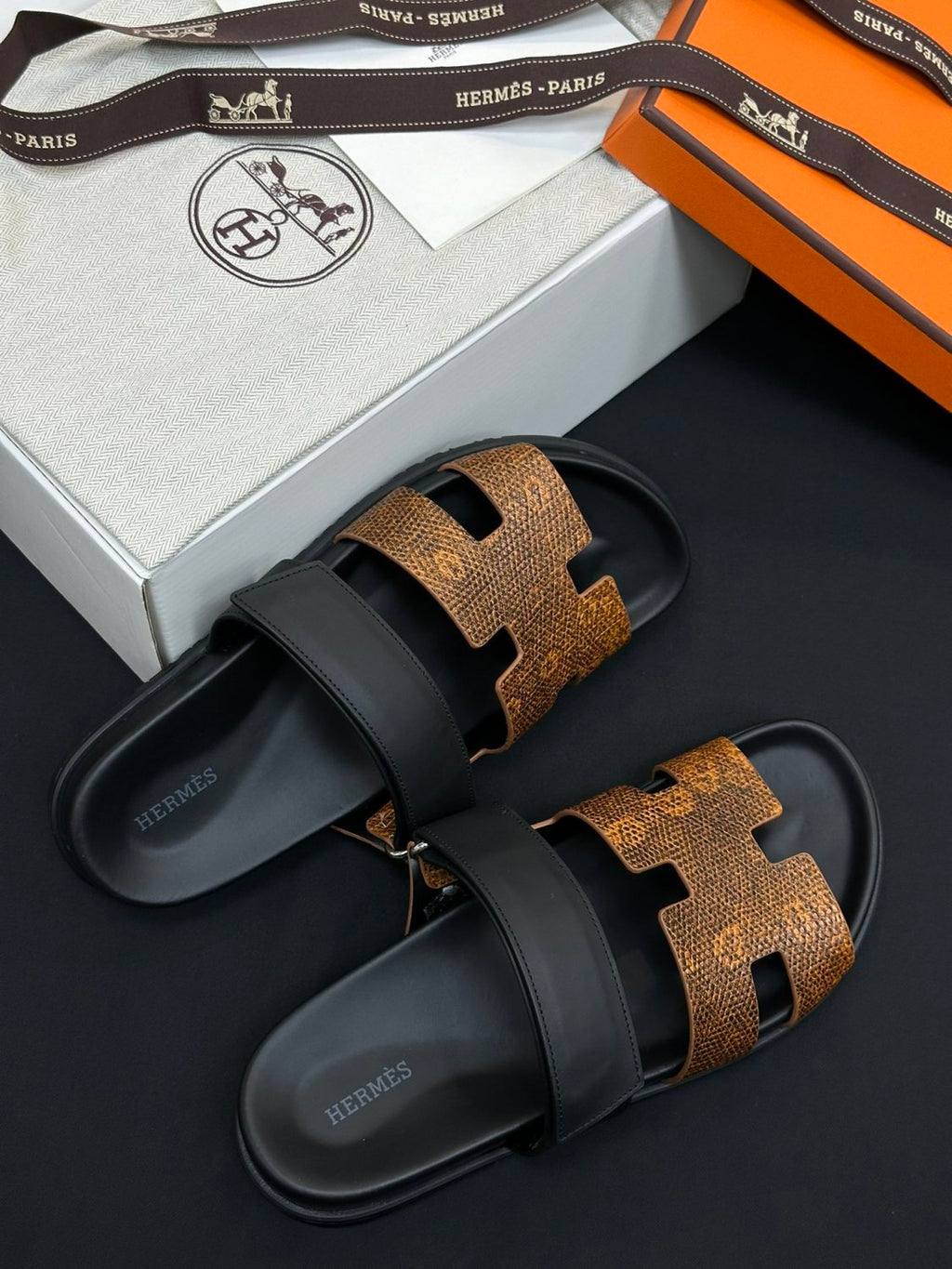 Hermes Men's Women's Simple Comfortable Velcro Casual Leather Sandals Slippers Shoes #76396