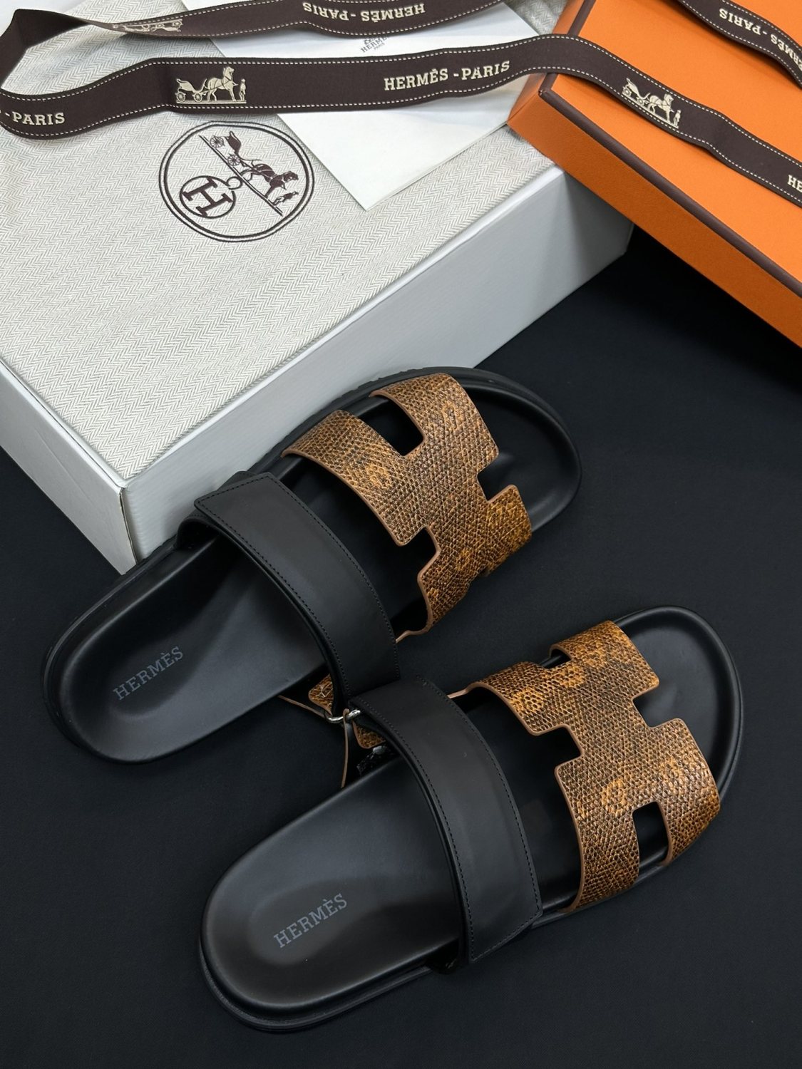 Hermes Men's Women's Simple Comfortable Velcro Casual Leather Sandals Slippers Shoes #76396