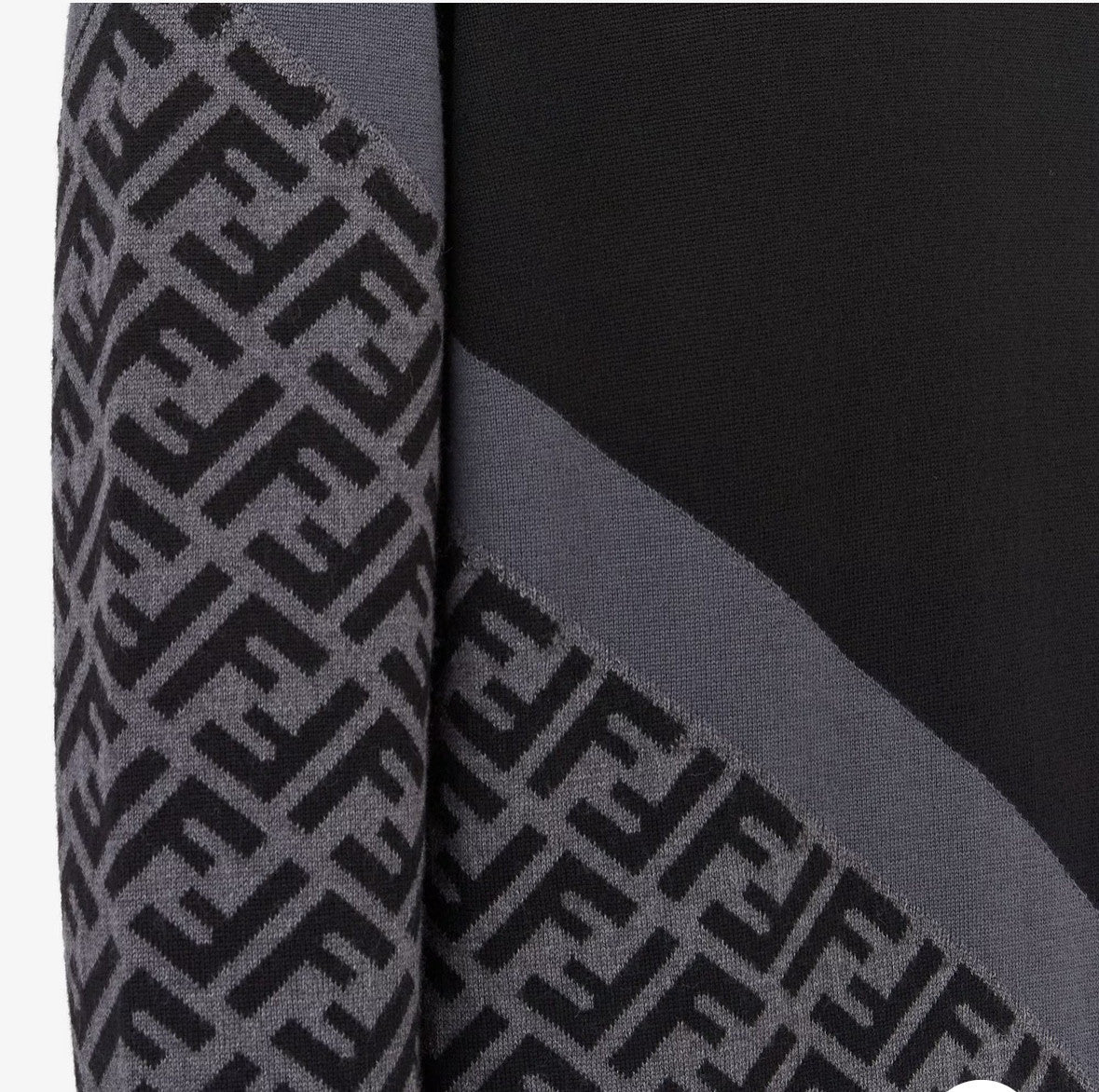 Fendi Men's Spring Autumn FF Classic Twill Jacquard Patchwork Crew Neck Knit Pullover Sweater #97843