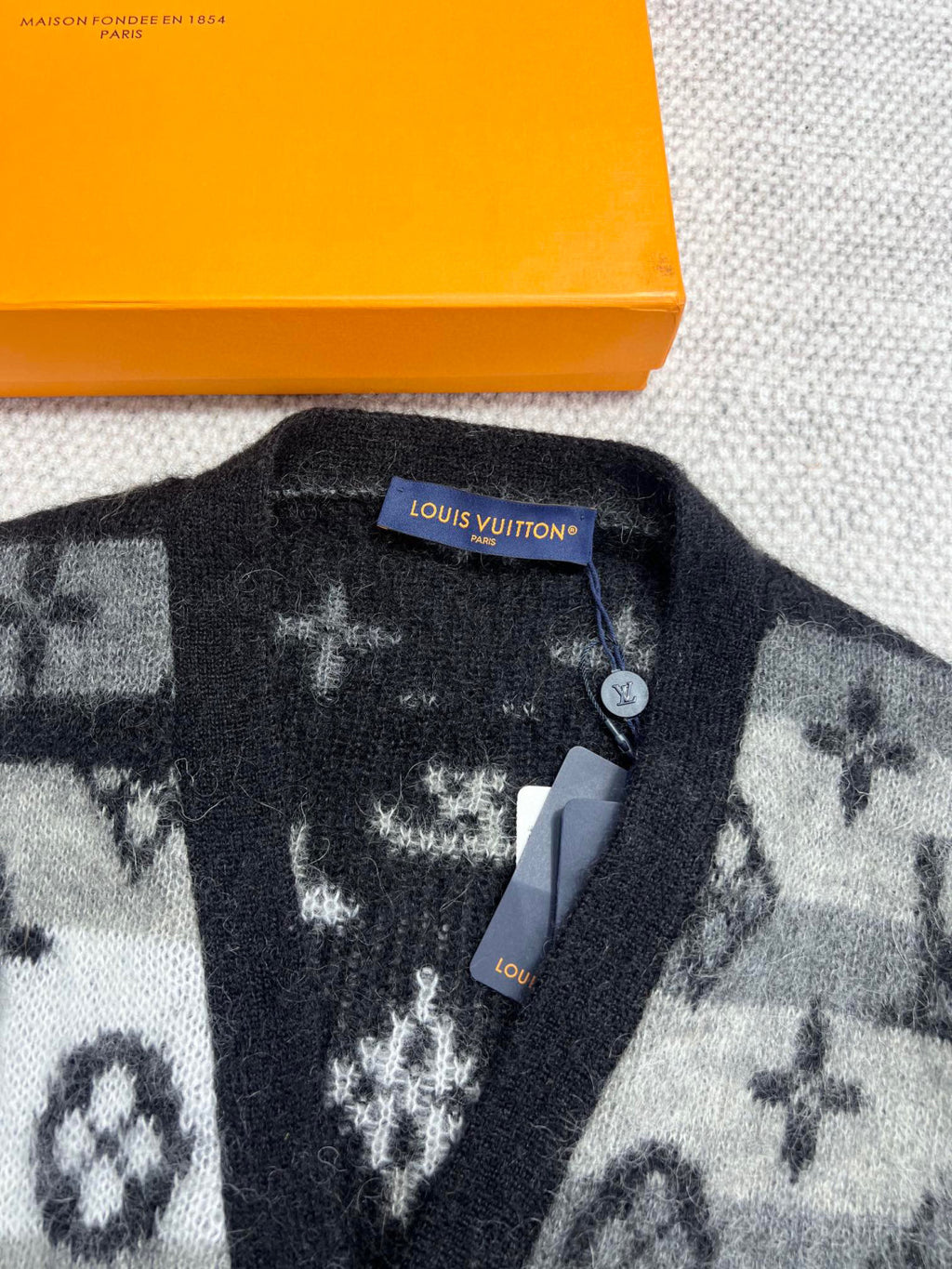 Louis Vuitton Monogram Mohair Cardigan Wool Single Breasted Jacket #96617