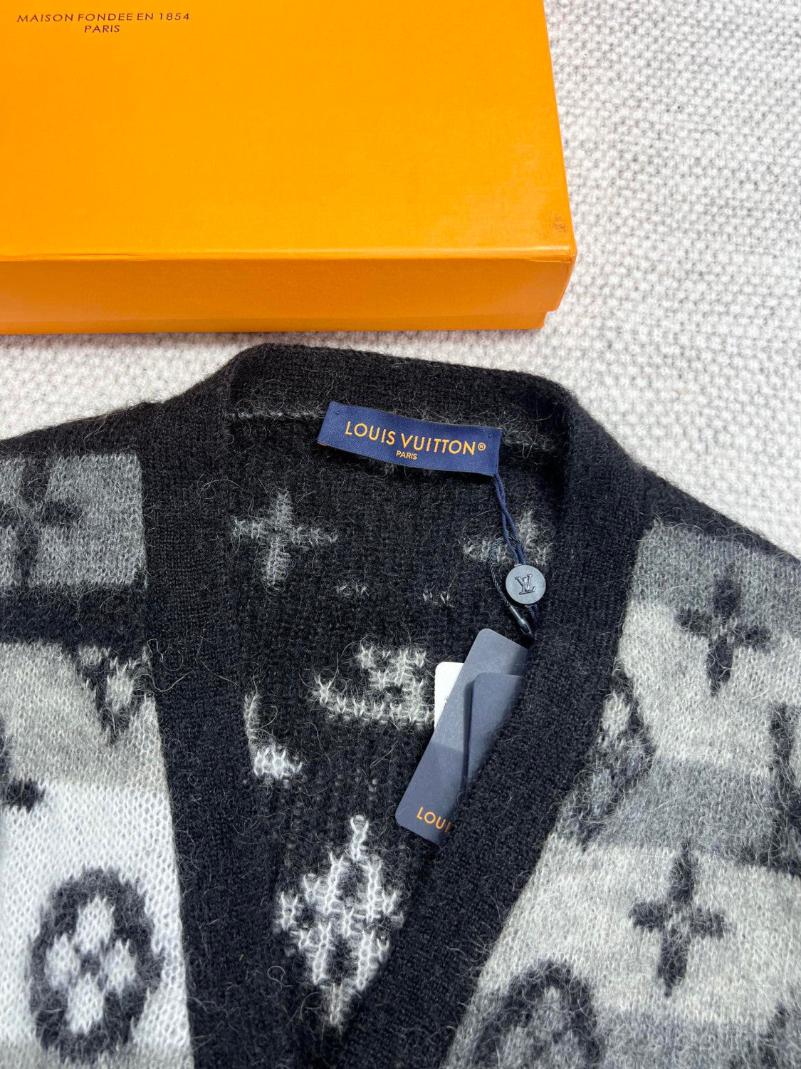 Louis Vuitton Monogram Mohair Cardigan Wool Single Breasted Jacket #96617