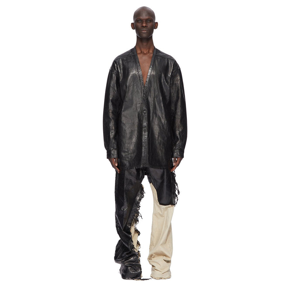 Rick Owens Waxed Colorblock Wide-leg Pants #334947