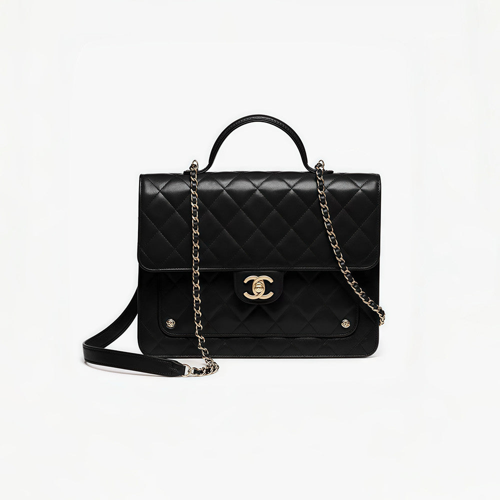 Chanel Chain WalletIn Polished Lambskin And Gold Tone Metal Retro College Style Backpack #332641