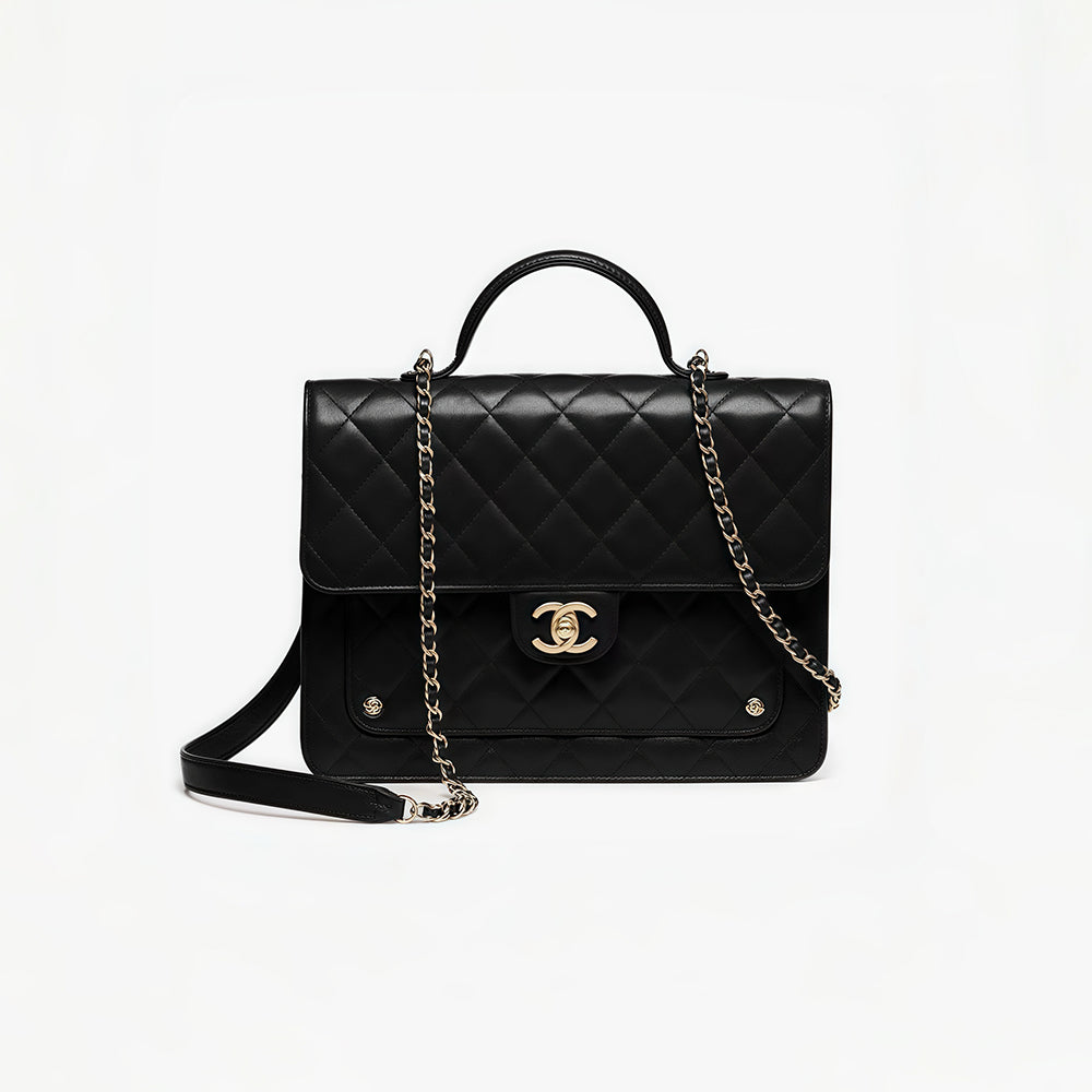 Chanel Chain WalletIn Polished Lambskin And Gold Tone Metal Retro College Style Backpack #332641