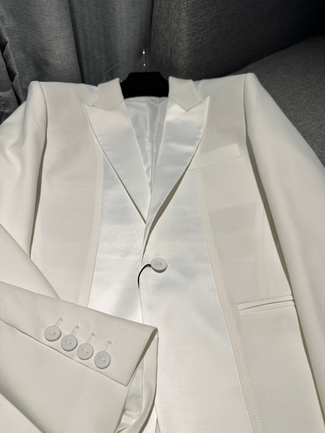 Dior Men's And Women's White Wool Single-breasted Blazer Top Jacket Pleated Bustier Skirt Pants Three-piece Set Suit #73599