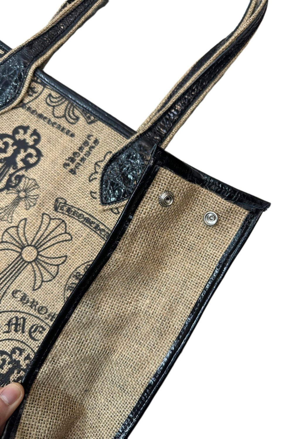 Chrome Hearts Women's All-Over Pattern Printed Straw and Leather Shopping Bag Tote Bags Handbag #77937