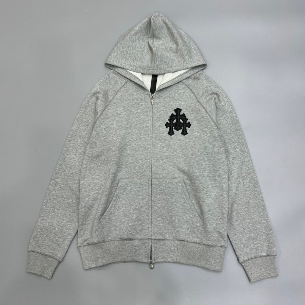 Chrome Hearts Men's and Women's Fall/Winter Fashion Casual Solid-Color Minimalist Sanskrit Letter Small Logo Print Hooded Zipper Sweatshirt Jacket #78517