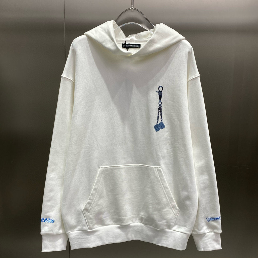 Chrome Hearts Men's and Women's Spring and Fall White Cotton Hooded Sweatshirt Pullover #98414